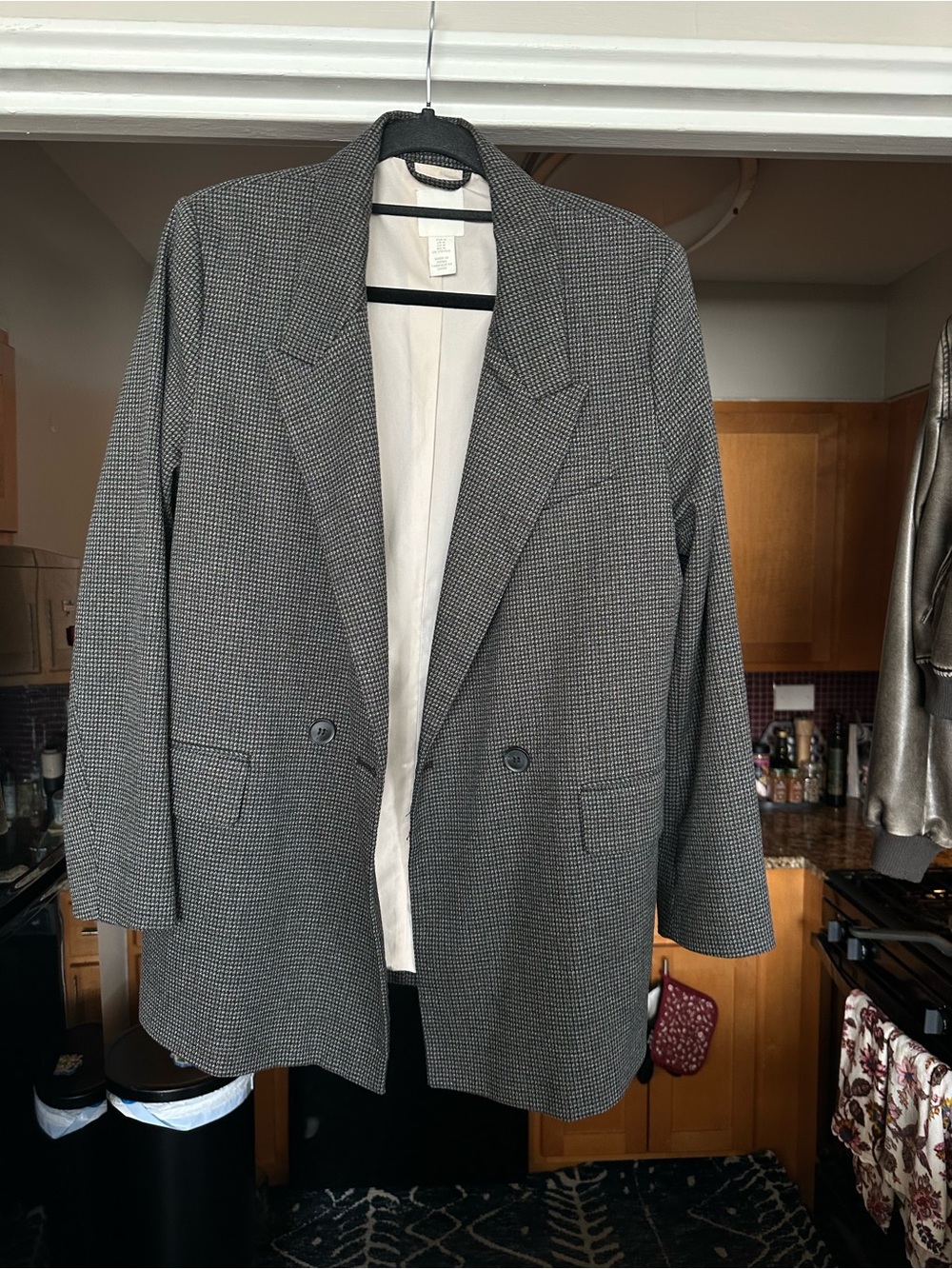 H&M Women's Gray Micro-Check Blazer